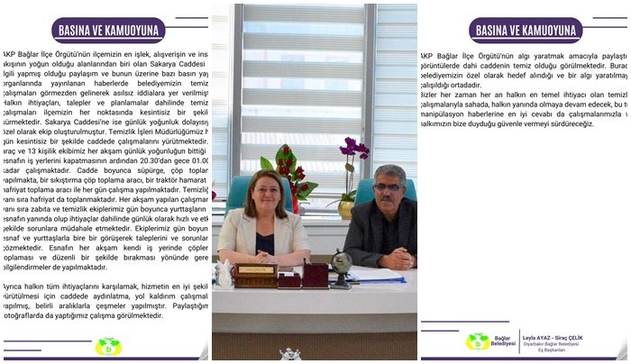 Bağlar Belediyesi’nden AKP ilçe örgütüne: Algı yaratılmaya çalışıldığı ortada