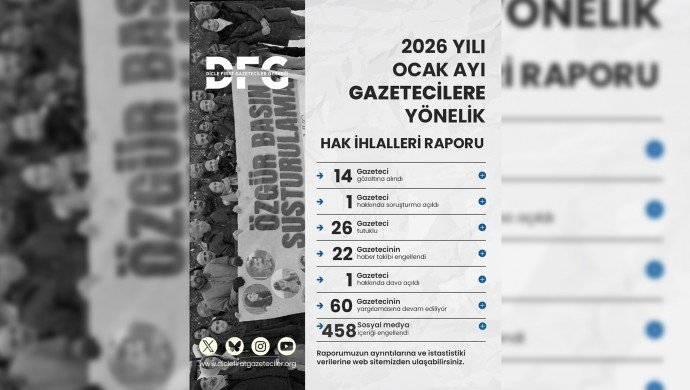DFG: Ocak ayında 1 gazeteci tutuklandı, 14'ü gözaltına alındı
